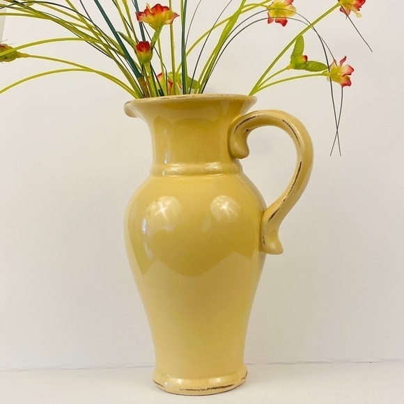FRENCH country pitcher yellow reproduction jug vase - Picture 2 of 10